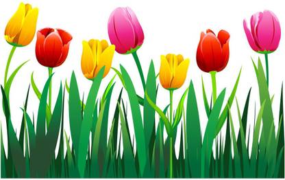 SN Graphics 120 cm Tulip flower wall sticker Self Adhesive Sticker