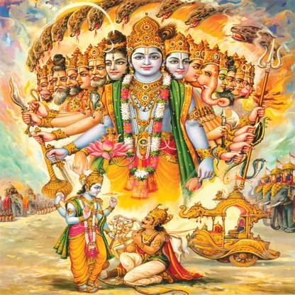Wall gallery 45.72 cm Krishna's Vishwaroop Darshan in mahabharat Plc Glowing Sticker Self Adhesive Sticker