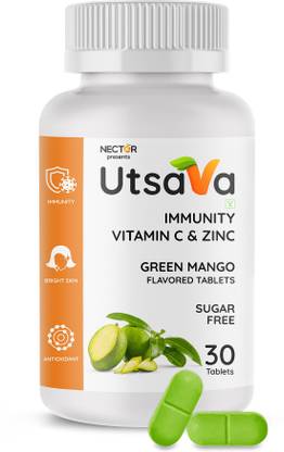 Nector Utsava Vitamin C Green Mango Chewable Tablets, Immunity Antioxidant & Skincare