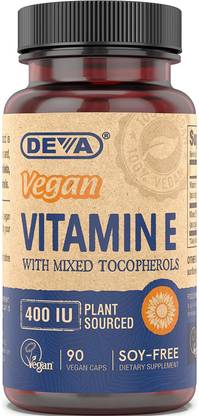 Deva Vegan Vitamins Natural Vitamin E 400 IU with Mixed Tocopherols, 90-Count
