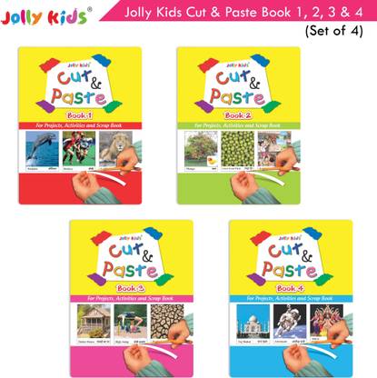 Cut & Paste Book 1  - Jolly Kids Cut & Paste Project, Activities & Scrap Books Set of 4| Activity Charts-Flowers, Animals, National Flags etc