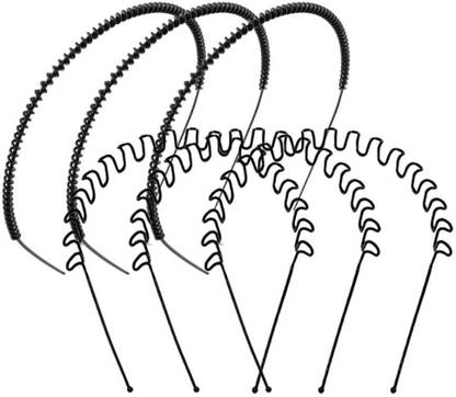 ShilpoKuthi Unisex (6 Pcs) Flexible Zig Zag Two Design Hair Stylish Metal Spring Hair Band Hair Accessory Set