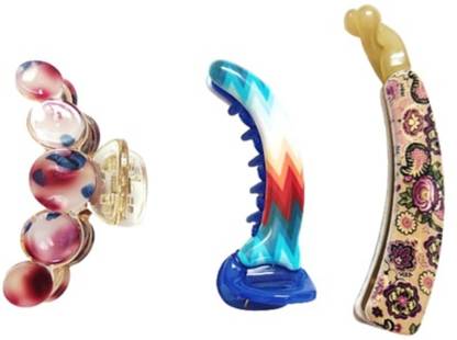 NewJainTraders Combo of Mirchi Banana Clip, Banana Clip & Hair Clutcher - 3 Clips (Multi01) Banana Clip