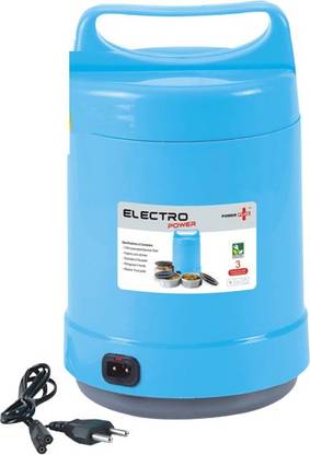 PowePLuse Electro Power: Electric Lunch box with Auto-cut function 3 Containers Plastic Office Lunch Box