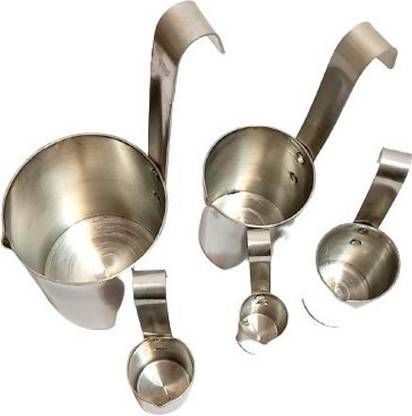 Silver tech Milk/oil Measuring wth Vertical Handles. Set of 5( 50ml,100ml,200ml,500ml&1L) Measuring Cup