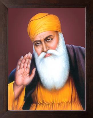 Artisan Cart Guru Nanak Dev ji Giving Blessing, HD Printed Picture with Frame. Digital Reprint 9 inch x 7 inch Painting
