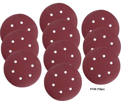 DUMDAAR 10 Pcs 6inch Sand Paper Size P120 (120 Grit) Round Sand Paper velcro disc Emery Sandpaper