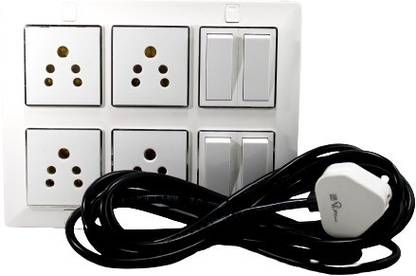 JELECTRICALS Modular Extension Board With 4 Socket and 4 Switch With 20 Meter Wire 4  Socket Extension Boards