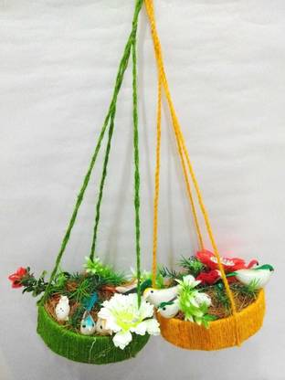 MANGAL CRAFT Jute Wall hanging Home Décor Pack of 2 Set (, Multicolor) Pack of 2