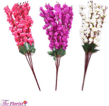 The Florist Purple, Maroon, White Orchids Artificial Flower