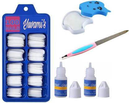 Yuvami's 100 artificial Nail 2 glue 1 filer 1 wipes