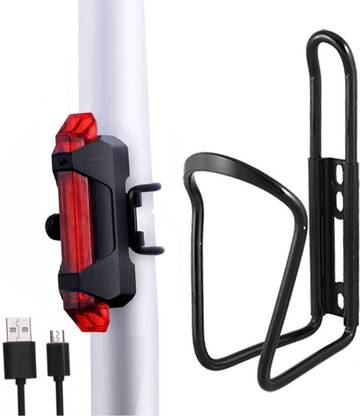 DSTECHBAR Cycle Tail Red Light With Bottle Holder Waterproof USB Rechargeable (Combo) Bicycle Bottle Holder