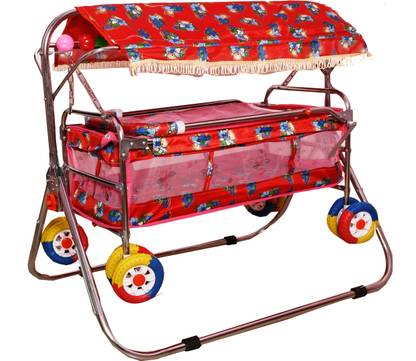 Childfun C-6 Baby Cradle Stroller & Net 8 Wheel Eva Tyre Cot for Infant 0-18 Months Bassinet
