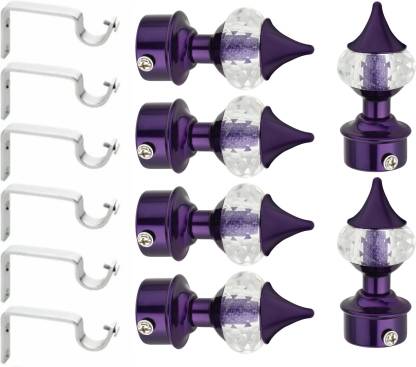 Walker's Decor Purple Rod Rail Bracket, Curtain Knobs Metal
