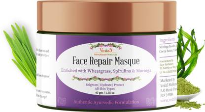 वेदा5 Face Repair Masque with Wheatgrass, Spirulina & Moringa - Himalayan Naturals