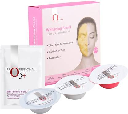 O3+ Whitening Facial Kit Includes Milk Wash, Microderma Brasion, Whitening Cream and Peel Off Mask - 4 pcs