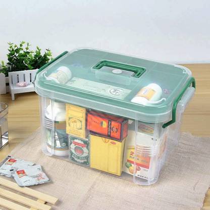 Remang Plastic Transparent Family Emergency Kit Medicine Pill Cosmetic storage Box First Aid Kit