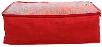Ganpati Bags Transparent Underbed Storage Cover/Lehenga Cover Saree Cover/Gown Cover/Salwar Suit Cover For Women( Pack Of 2) AQ-21  (Red)