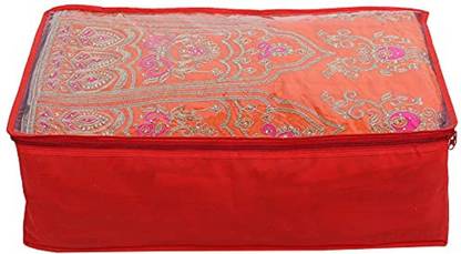 Ganpati Bags Transparent Underbed Storage Cover/Lehenga Cover Saree Cover/Gown Cover/Salwar Suit Cover For Women( Pack Of 2) AQ-21  (Red)
