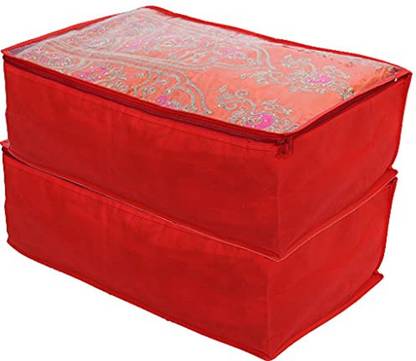 Ganpati Bags Transparent Underbed Storage Cover/Lehenga Cover Saree Cover/Gown Cover/Salwar Suit Cover For Women( Pack Of 2) AQ-21  (Red)
