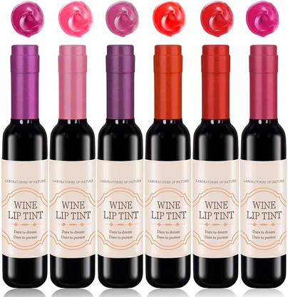 VBA 6 Colors Wine Lip Tint Set Mini LipStick s Wine Bottle Cover Liquid Lipstick