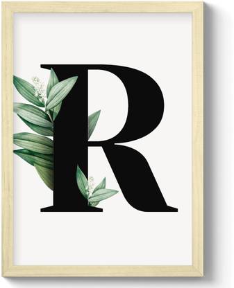 GS Decor Aesthetic Botanical Letter 'R' Wall Frame | Wall Decor | Ready To Hang Digital Reprint 12 inch x 9 inch Painting