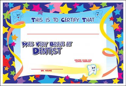 Poster Dental Dentist Smile Certificate For Kids (Sets Of 10 A4) Size Series01 Large Poster (36 X 24 Inch, Multicolour) Fine Art Print