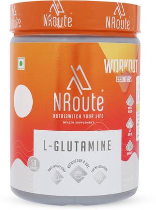NRoute L-Glutamine for Muscle Growth, Muscle Recovery and Gut Health - 50 Servings Glutamine