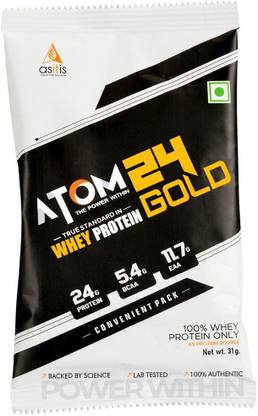 AS-IT-IS Nutrition ATOM 24 Gold Whey Protein Single Serving Sachet - 31 grams | 24g Protein | Whey Protein
