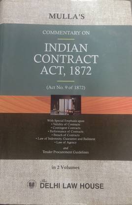 Mulla Commentary On Indian Contract Act In 2 Volumes