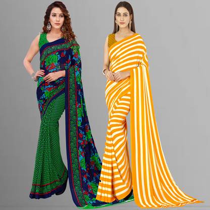 Anand Sarees Floral Print Daily Wear Georgette Saree with Unstitched Blouse
