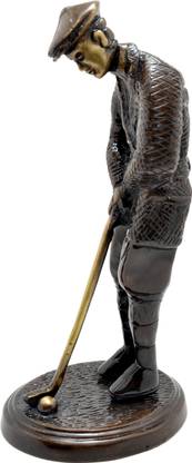 HanDecor by Two Moustaches Brass Golfer Figurine Black Decorative Showpiece  -  20 cm