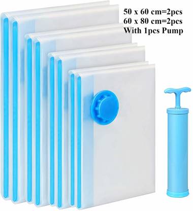 MANTAVYA Space Saver Air Compression Bag With Pump 2S(50cm x 60cm)2M(60cm x 80cm) Travel Storage Vacuum Bags