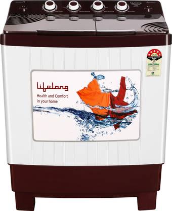 Lifelong 7.5 kg Semi Automatic Top Load Washing Machine Maroon, White