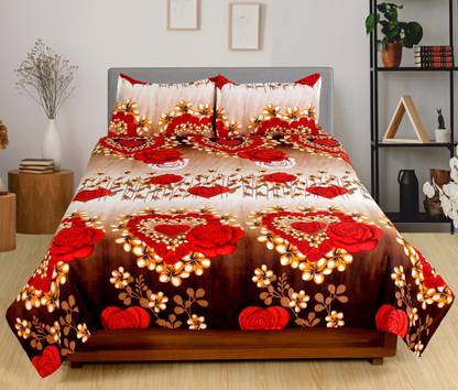 kalyan home decor 144 TC Cotton Double Floral Flat Bedsheet
