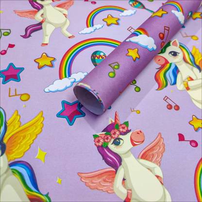 Elite Collections Unicorn Printed Pack of 50 Sheets Wrapping Paper Roll for Gift Packing Unicorn Paper Gift Wrapper