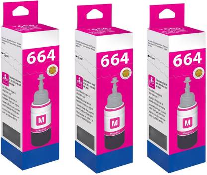 REALCART Ink T664 Ink Compatible For L130 220 365 L385 Pack Of 3 Magenta Ink Bottle