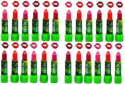 SWIZ HUDA Green tea based lipstick set of 24 multicolor waterproof