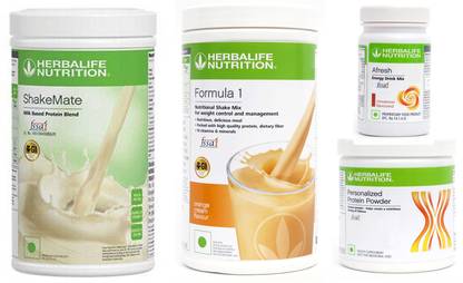 Herbalife Nutrition Formula 1 Shake Orange +Protein Powder 200 Gram + Afresh Cinnamon + Shake Mate Plant-Based Protein