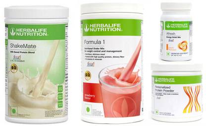 Herbalife Nutrition Formula 1 Shake Strawberry +Protein Powder 200 Gram +Afresh Peach + Shake Mate Plant-Based Protein