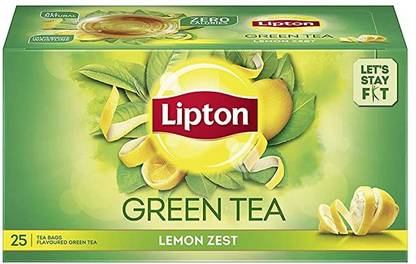 Lipton GREEN TEA ALL NATURAL ZERO CALORIES 25 BAGS X 1 LEMON ZEST Green Tea Bags Box