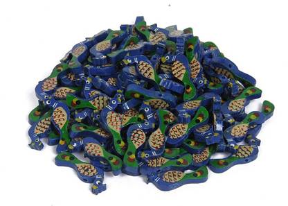 PRANSUNITA Wooden Peacock Beads (3.5 cm) Used for Art and Crafts Pack of 50