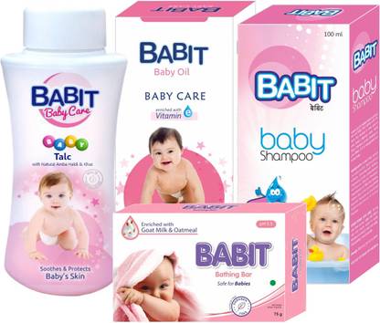 BABIT Baby Powder (1x100gm) + Baby Oil (1x100ml) + Baby Soap (1x75g) + Baby Shampoo (1x100ml)