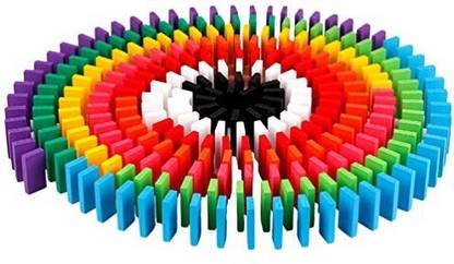 Mopslik 120 pcs Wooden Dominos Blocks Set, Kids Game Educational Play Toy, Domino