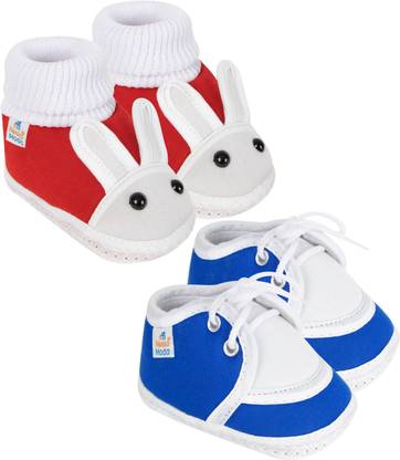 Neska Moda 0 To 6 Month Newborn Unisex Baby Skin-Friendly 2 Pair Soft Cotton Rabbit & Lace Booties