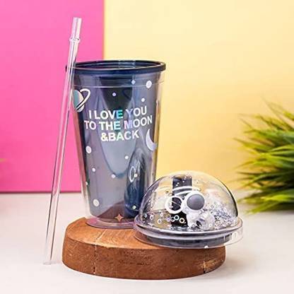 Packifydreams Astronaut Space Sipper Glass Tumbler with LED Glow Lights 500 ml Sipper