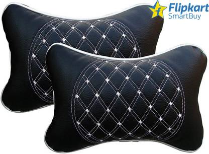 Flipkart SmartBuy Black, White Leatherite Car Pillow Cushion for Universal For Car