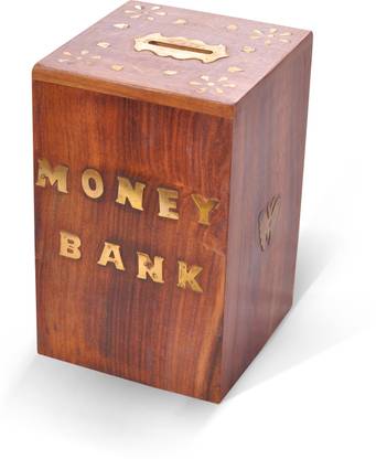 DigiRake Money Bank with Lock | Wooden Piggy Bank | Undiyal Box 8*5*5 Inches Coin Bank
