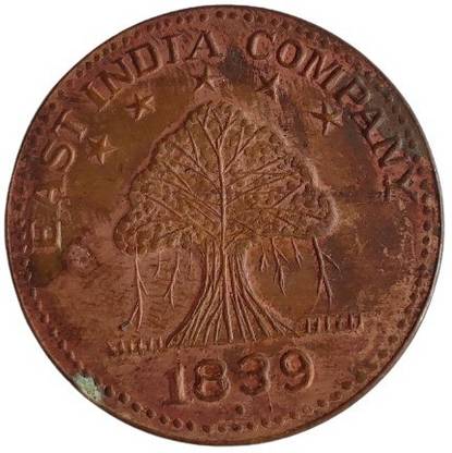 COINS WORLD 1839 EAST INDIA COMPANY BANIYAN TREE MAGNETIC FUNCTION POWER TOKEN RARE Medieval Coin Collection