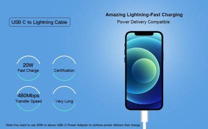Wifton Lightning Cable 2 A 1 m Charging Cord USB-C to Lightning Cable Certified-I8